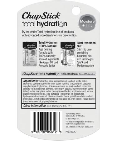 ChapStick Total Hydration Moisture + Tint Hello Bordeaux Tinted Lip Balm - 0.12 Oz - Buy Online on GoSupps.com
