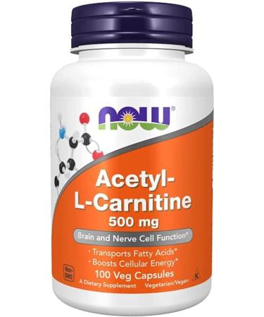 Now Foods Acetyl-L-Carnitine 500mg 100 Vegan Capsules Lab-Tested Amino Acid Gluten Free SOYA Free Vegetarian