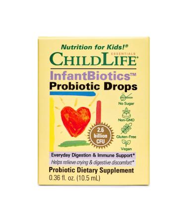 CHILDLIFE ESSENTIALS InfantBiotics - Baby Probiotic Drops Infant Probiotic Toddler Probiotic Baby Constipation Relief Gas Drops for Newborns Gastrointestinal Health Vegan Non-GMO - 0.36 Fl Oz