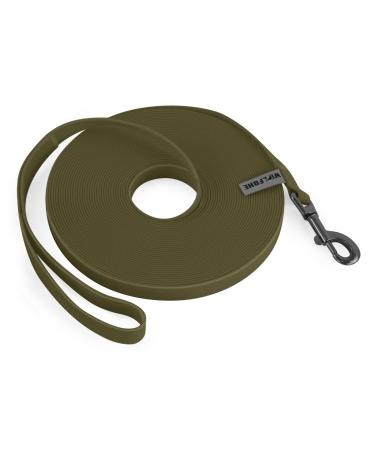 Wolfone 12m Army Gr n Schlepline for dogs waterproof training lines durable and easy -care leash suitable for recall swimming camping beach hunting walks army green 12m