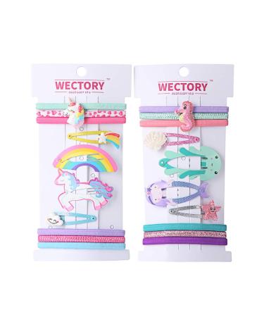 WECTORY Girl's Hair Clips Hair Ties Hair Bands Elastic Ponyholders Hair Accessories For Girls Women Assorted styles 2 Packs (20Pcs) Bright Multi