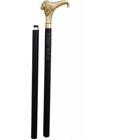 FYNJREX Brass Walking Stick Solid Vintage Designer Lion Head Wooden Cane Antique Style - Buy Online on GoSupps.com