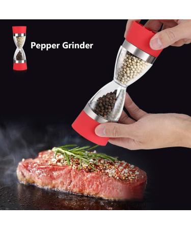 Salt and Pepper Grinder 2 in 1 Manual Salt Pepper Mill Dual Combo Mill Grinder Kitchen Tools for Peppercorns Sea Salt Himalayan Salt Spices(Red) - Buy Online on GoSupps.com