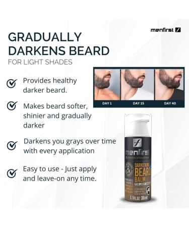 MENFIRST Darkening Beard Balm for Sensitive Skin | Gradually Covers White Hair | Leave-In Conditioner with Keratin Collagen & Vitamin E - 1.1 Fl Oz - Buy Online on GoSupps.com