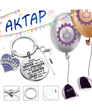 AKTAP Diabetes Awareness Keychain - Medical Alert Diabetic Jewelry for Diabetes Support & Gifts - Buy Online on GoSupps.com