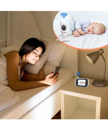 Video Baby Monitor with Camera and Audio - 3.2Inch LCD, Night Vision, Two-Way Audio, Room Temperature Monitoring, Lullaby, White - HB32 - Buy Online on GoSupps.com