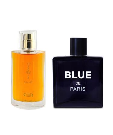 Choco Musk&Blue De Paris Men s Cologne-Rich Chocolate & Musk Eau De Toilette Long-Lasting Scent Perfume for Men Elegant Bottle 3.4 Fl Oz Fragrance for Refined Occasions Choco Musk&Blue De Paris 2.53 Fl Oz (Pack of 2)