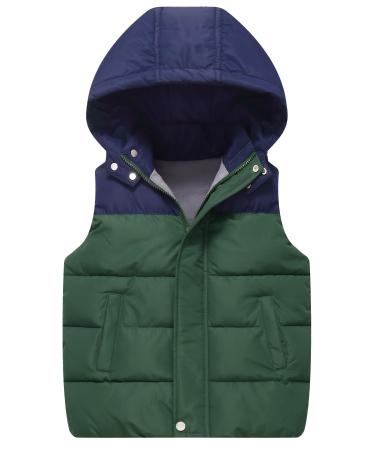 Happy Cherry Boys' Girls' Gilets Kids Waistcoat Toddlers Winter Warm Puffer Vest Jackets Lightweight Water Resistant Hoodie Gilets Windproof Down Vest 3-13 Years 8-9 Years 02-Green