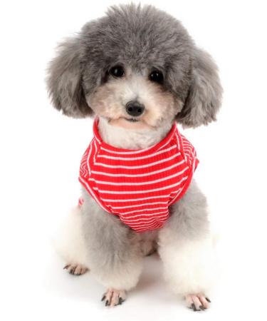 Zunea Striped Dog Shirt for Small Dogs & Cats - Soft Cotton Summer Vest Red Tank Top for Puppies & Chihuahuas Size L - Buy Online on GoSupps.com