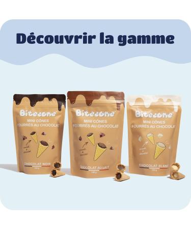 BITECONE - White Chocolate | Fine Ice Cream Cone | Mini Filled Cones | Pack of 5 Bags | 100% French Brand | Made in Brittany | Snacks with Sustainable Cocoa | Palm Oil Free | 500g - Buy Online on GoSupps.com