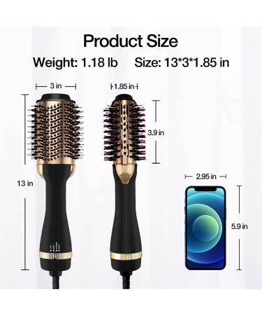 3-in-1 Hair Dryer Brush Styler & Volumizer | Fast Drying, Straightening, Curling | 3 Adjustable Settings | Golden - Buy Online on GoSupps.com