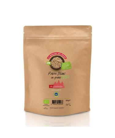 Organic & PGI Kampot White Peppercorns - 100g - La Brigade des pices - PREMIUM - Whole grains - Packaged in France