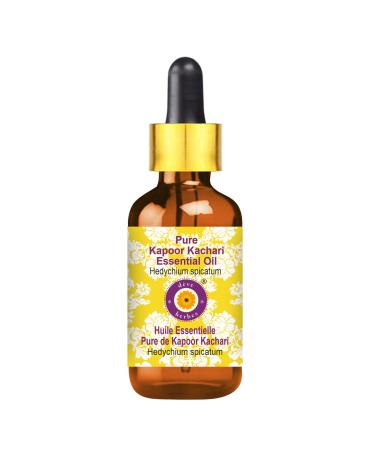 Deve Herbes Pure Kapoor Kachari Essential Oil (Hedychium spicatum) with Glass Dropper Steam Distilled 10ml (0.33 oz)