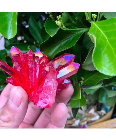 Natural Crystal Rough 1pcs Beautiful Rose Flame Aura Quartz Crystal Cluster Specimen - Buy Online on GoSupps.com