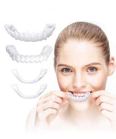 WTTFC 2 pairs of tooth veneers cosmetic veneer veneer in the teeth at the top and lower instant gymnastics prostheses fake teeth smile on the top of fake teeth for women and men