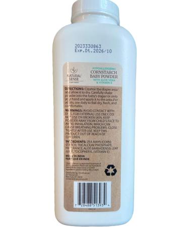 Natural Sense Plant-Based Hypoallergenic Baby Powder with Aloe Vera & Vitamin E | 9oz | Safe for All Skin Types | International Shipping - Buy Online on GoSupps.com