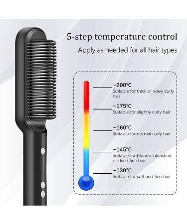 Buy 2 in 1 Hair Straightener & Curler Brush - Heated Styling Tool with Negative Ion 5 Temp Settings Fast Heating Anti-Scald - Portable Black Version - Buy Online on GoSupps.com