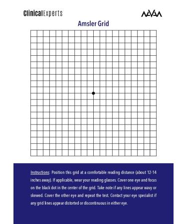 Amsler Eye Grid for Daily Screening of Eye Disease Including Macular Degeneration and Glaucoma - Magnetic and Refrigerator Friendly - for Men and Women (1 Pack)