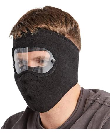 Mishiti Unisex Winter Cycling Windproof Full Face Mask & Removable Transparent Eye Protection Glasses - Anti-Fitting Polar-Fleece Storm Hood | International Shipping Available - Buy Online on GoSupps.com