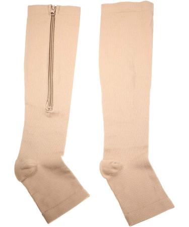 Zipper Compression Stockings for Men & Women - Open Toe Knee-High Socks for Varicose Veins & Pregnancy - Medical Grade Support (L/XL Skin) - Buy Online on GoSupps.com