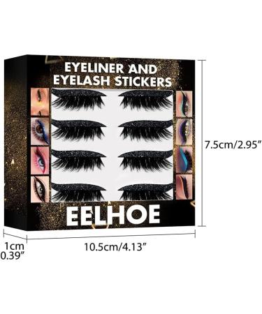 Maedack Eyeliner Stickers with Eyelash - 4 Pairs 2 in 1 Reusable Eyeliner and Eyelash Stickers Makeup Eyeliner Eyelash Sticker Self-Adhesive Shiny Eyeliner Stickers (pink) Pink 4 pair - Buy Online on GoSupps.com
