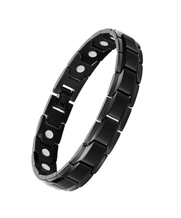 Jecanori Titanium Steel Magnetic Bracelet for Men Women Unisex Style Ultra Strength Magnets Brazaletes(3500 Guass) Adjustable Size Wirstband with Adjustment Tool and Jewelry Gift Box (Black)