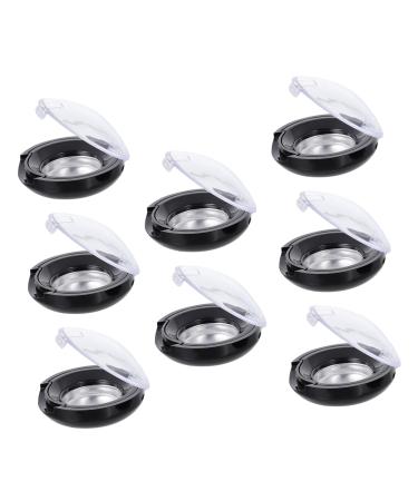 Healeved 8pcs Eye Shadow Blank Sample Containers Blusher Powder Trays Packing Box Plastic Cosmetic Travel 3.5x1.5cm Black