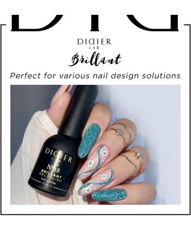 Didier Lab - Premium UV Gel Nail Polish - Brillant No. 18 - Gel Nail Varnish - Nail Art - Long-Lasting High Gloss Wear - Blue Gel Nail Polish - Gel Nails - Glitter Gel Nail Polish - Rich Pigment - Buy Online on GoSupps.com