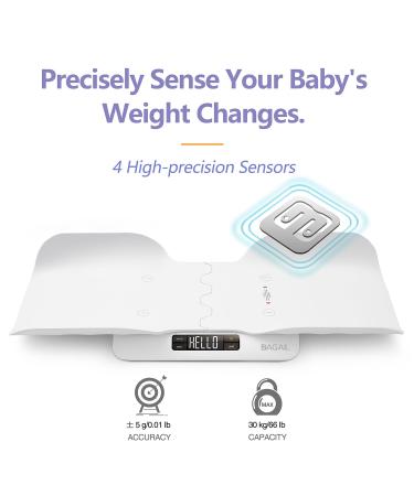 Bagail Baby Scales - Safe & Comfortable Digital Weighing for Infants Toddlers & Pets | Up to 30kg Capacity - White - Buy Online on GoSupps.com