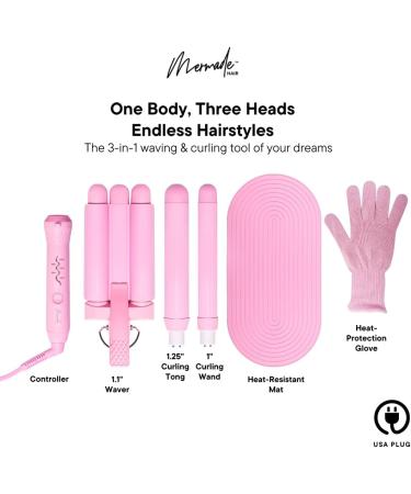 Mermade Hair Style Wand | 3 in 1 Interchangeable Curling Iron for Beach Waves - International Shipping Available - Buy Online on GoSupps.com