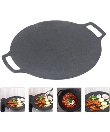 Yalych Round Nonstick Grill Pans for Stove Tops Frying Pan with Handles Portable BBQ Grill Pan BBQ Pan Plate Cast Iron Skillet for Kitchen Outdoor Black Frying pan - Buy Online on GoSupps.com