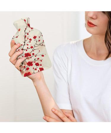 Peach Blossom Hot Water Bottle with Plush Cover | Hand Warmer for Adults & Children - 26.5x15.3cm | International Shipping Available - Buy Online on GoSupps.com
