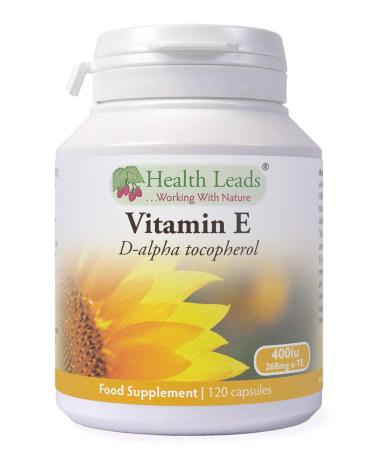 Natural Vitamin E 400iu x 120 Capsules (100% Natural D-Alpha Tocopherol)