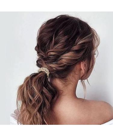 Brinie White Crystal Hair Ties - 3 Pack Elastic Scrunchies with Pearls for Women & Girls - Buy Online on GoSupps.com