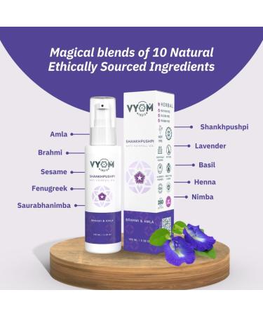 Vyom Shankhpushpi Anti-Hair Fall Oil - Strengthen & Nourish Hair | Certified Organic Plant-Based | 100ML - Buy Online on GoSupps.com