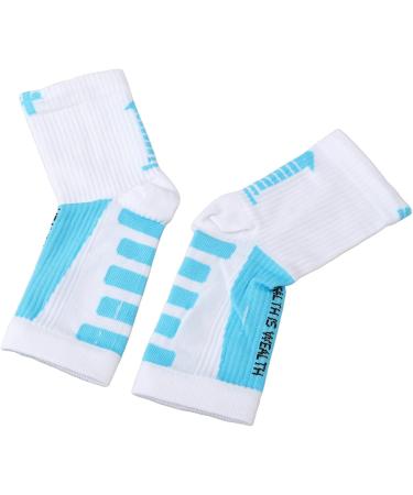 Sports Heel Socks Sectional Compression Restraint Free Foot Sleeves for Athlete (White and Blue) - Buy Online on GoSupps.com