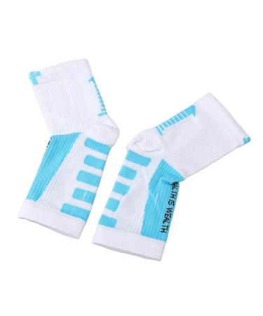 Foot Sleeve for Flexible Movement - Sectional Compression Sports Heel Socks (White & Blue) | Enhance Performance & Comfort - Buy Online on GoSupps.com
