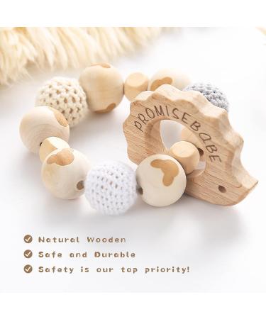 Wooden Rattle for Babies | BPA-Free Teething Ring | Sensory Toy for Newborns - Buy Online on GoSupps.com