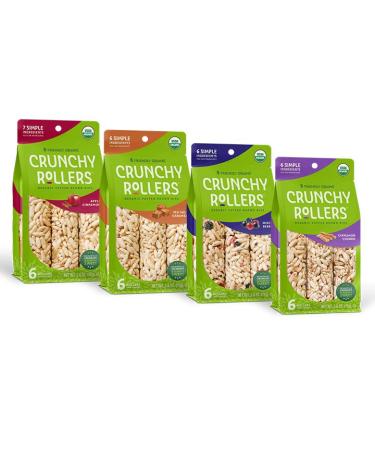 Friendly Grains - Crunchy Rollers - Organic Rice Snacks -Variety Flavors (4 packs of 6) Variety Pack