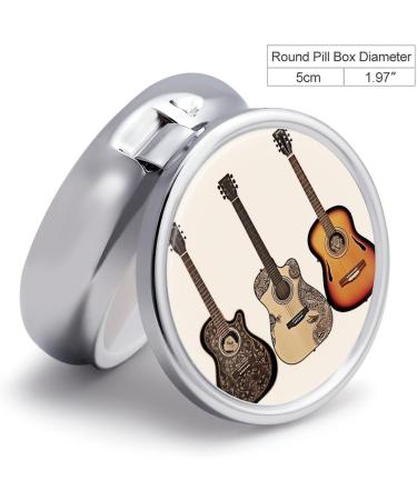 Portable Guitar Print Pill Box | 3 Compartment Travel Organizer | Small Medicine Case for Purse & Pocket - Buy Online on GoSupps.com