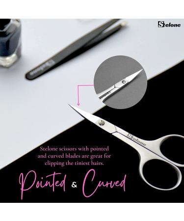 Stelone Cuticle & Eyebrow Scissors for Women - Stainless Steel, Curved Blade, Little Manicure & Brow Scissors for Facial Hair & Eyelash Trimming - Best Makeup Scissors - Buy Online on GoSupps.com