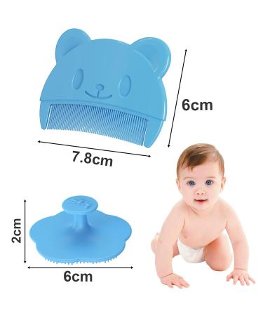 Soft Silicone Baby Bathing Brushes & Hair Comb Set - Gentle Care for Newborns | Blue Baby Bathroom Essentials - Buy Online on GoSupps.com