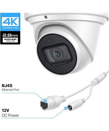Amcrest UltraHD 4K Outdoor Security IP Turret PoE Camera - 98ft Night Vision, IP67 Weatherproof, MicroSD Recording - White - Buy Online on GoSupps.com
