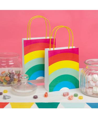Talking Tables Rainbow Paper Birthday Strong Treat Bags with Handles Fill with Party Favours and Cake | Pack of 8, One