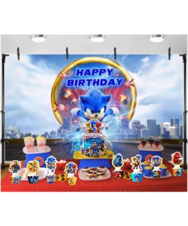 33pcs Sonic Cake Decorations with 1pcs Cake Topper 16pcs Cupcake Toppers and Cupcake Wrappers for Boys Birthday Party Supplies - Buy Online on GoSupps.com