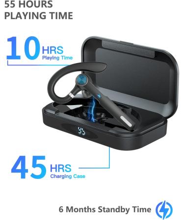 Bluetooth Headset with ENC Mic | Trucker Wireless Headset 55Hrs Playtime | Bluetooth 5.3 Hands-Free Calling | Voice Announce | Charging Case | Driving/Business | Upgrade Version - Black - Buy Online on GoSupps.com