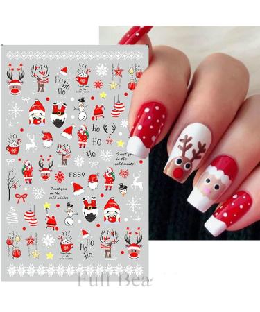Christmas Nail Stickers: 10 Self-Adhesive Snowflake Decals - Holiday Red Xmas Design for Nail Art Decoration - Buy Online on GoSupps.com