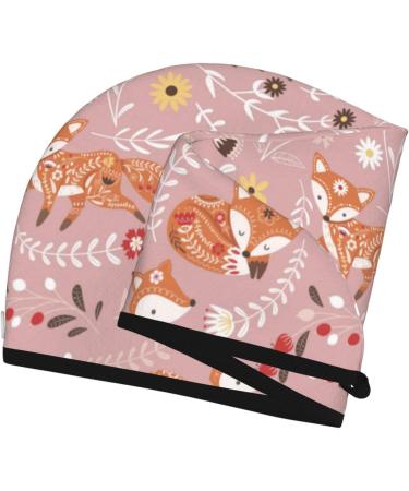 Hair Towel Wrap - Fast Drying Hair Turban with Button | Beautiful Fox Design - Buy Online on GoSupps.com