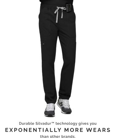 FIGS Cairo Cargo Scrub Pants for Men - Classic Straight Leg Fit - 9 Pockets - 4-Way Stretch - Anti-Wrinkle - Black - Regular Large - Buy Online on GoSupps.com