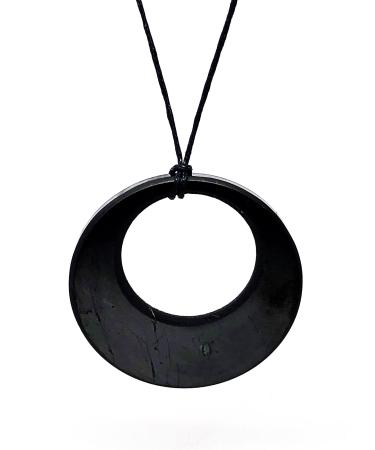 Pachamama Essentials Double Circle Shungite Pendant Necklace with Certificate of Authenticity Chakra and Energy Balancing EMF Protection